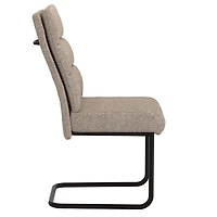 Moderne Tissu et Métal Chaise, Jeu de 2 - Beige et Noir