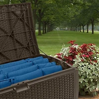 Suncast - 73 Gal. Resin Wicker Deck Box - Java