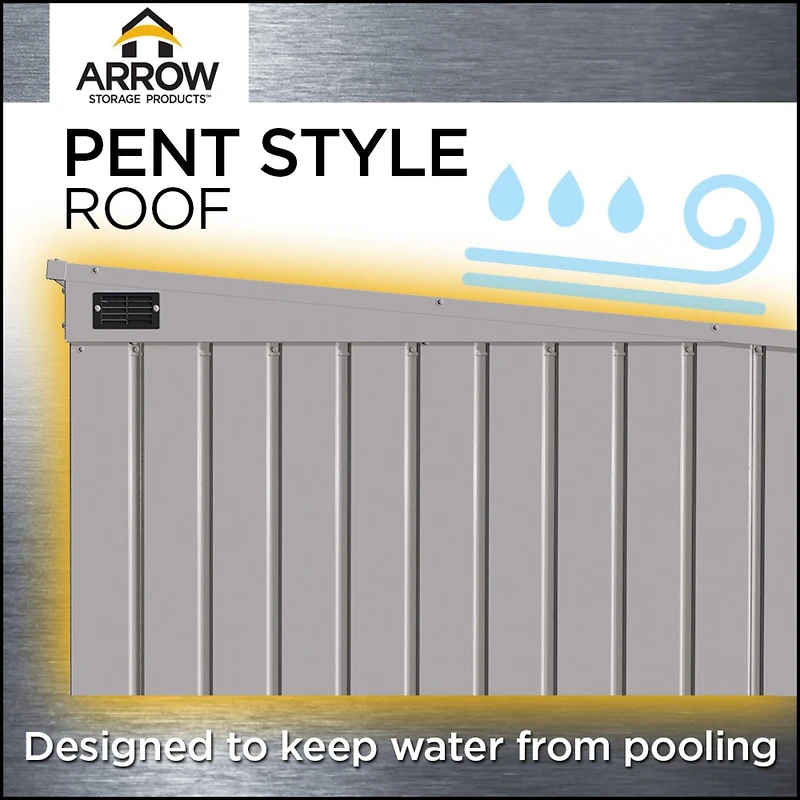 Abri de rangement en acier Arrow Elite, 8 x 4 pi, Galvalume