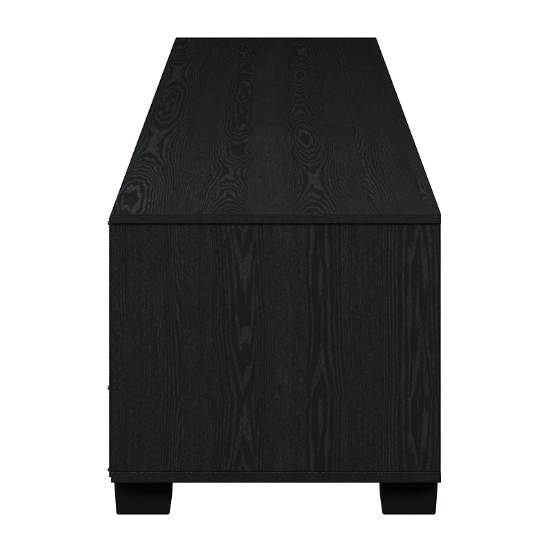 Bromley 71"L Black TV Stand with Four Glass Door Compartments