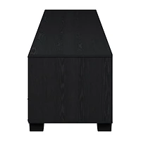 Bromley 71"L Black TV Stand with Four Glass Door Compartments