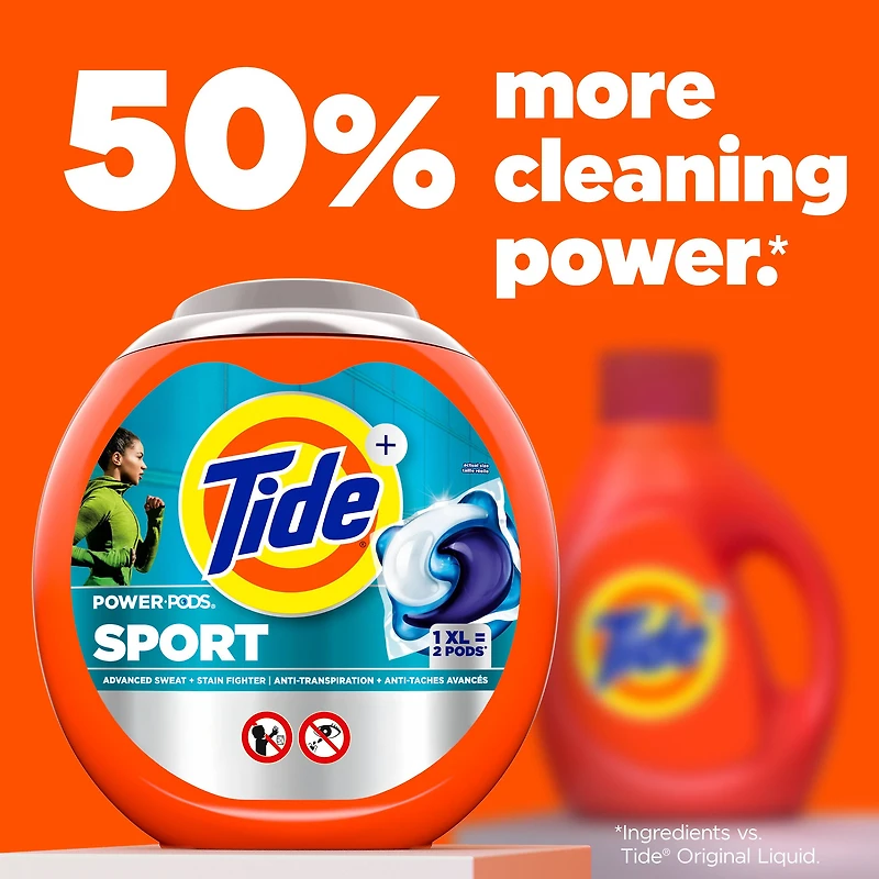 Capsules de détergent à lessive Tide Power Pods avec Febreze Sport, fraîcheur Febreze avec Sport Odor Defense 45CT