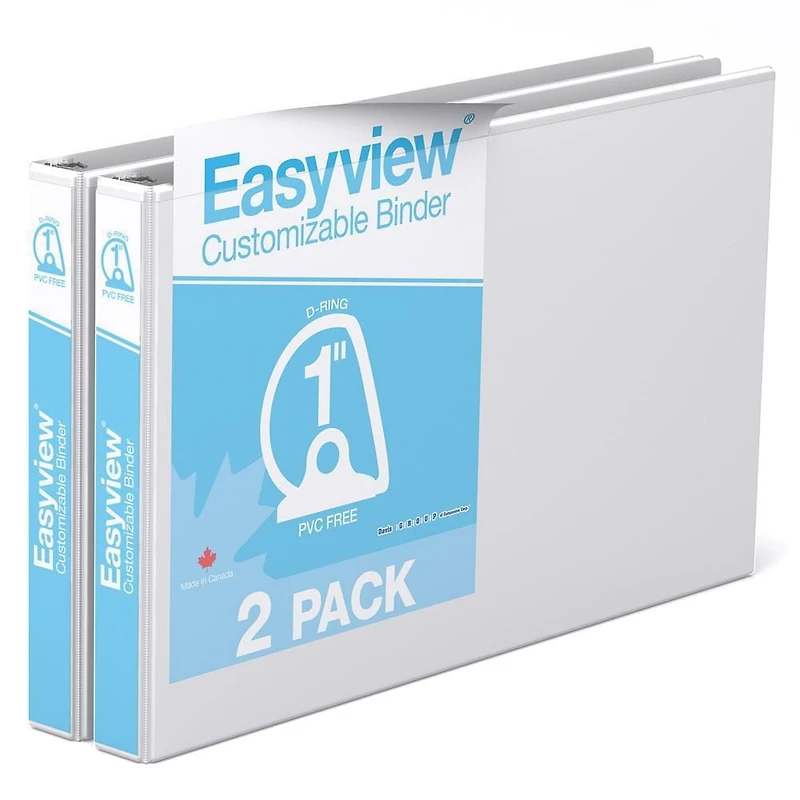 Reliure Easyview Premium, anneaux inclinés en D, personnalisable, format 11 po x 17 po, paquet de 2, 1 po