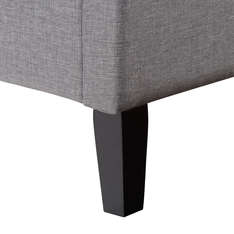 CorLiving Bellevue Adult Queen Fabric Upholstered Platform Bed with Tufted Headboard and Slats, Light Grey