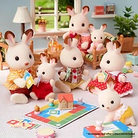 Calico Critters Hopscotch Rabbit Twins, Set of 2 Collectible Doll Figures with Pushcart Accessory
