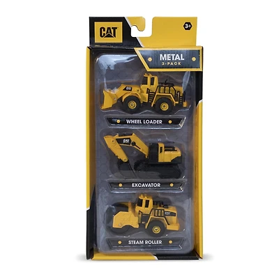 Cat® Metal 3 pack Wheel Loader/Excavator/Steam Roller