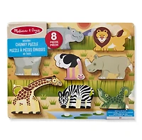 Melissa & Doug Wooden 8-Piece Safari Friends Chunky Puzzle