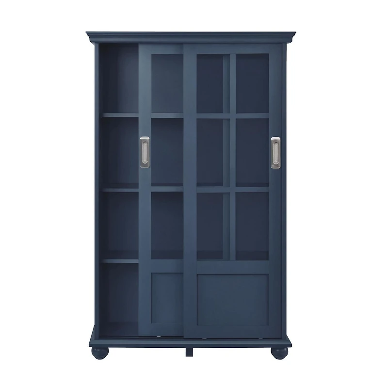 Ameriwood Home Aaron Lane Bookcase with Sliding Glass Doors, White