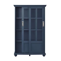 Ameriwood Home Aaron Lane Bookcase with Sliding Glass Doors, White