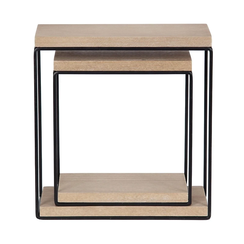 hometrends Boxton Wood and Metal Floating Wall Shelf Set