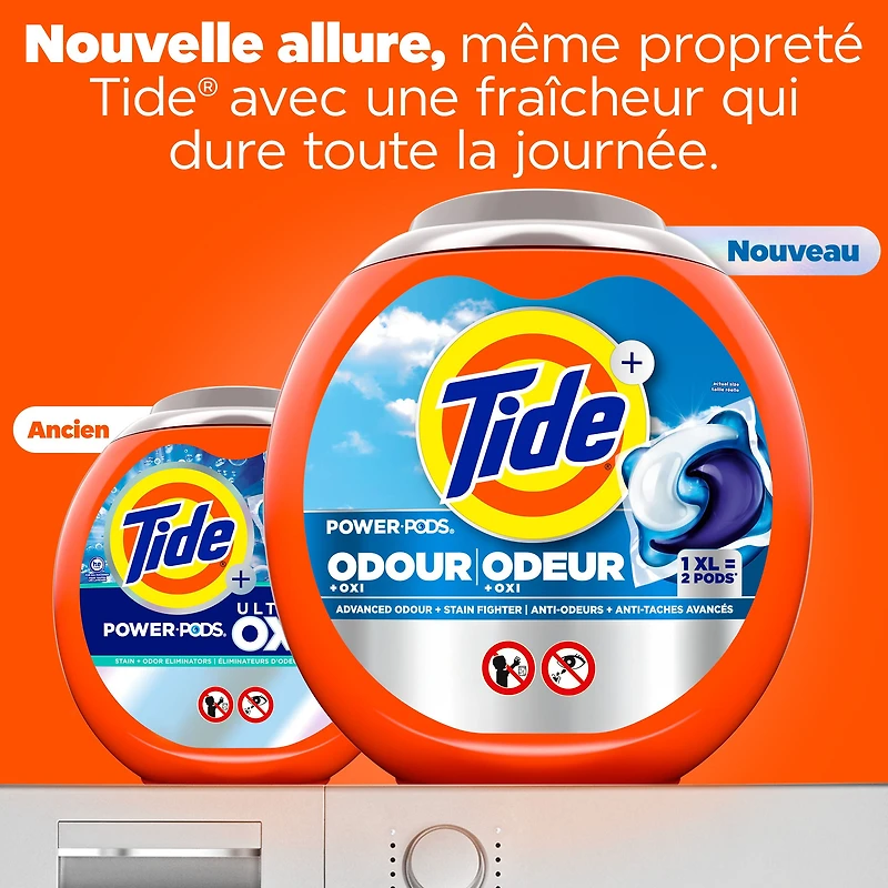 Tide Odour + Oxi Laundry Detergent Pacs, Original Scent, Advanced Odour + Stain Fighter, 25CT