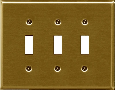 Atron Electro Industries Traditional Brass Triple Toggle Wall Plate
