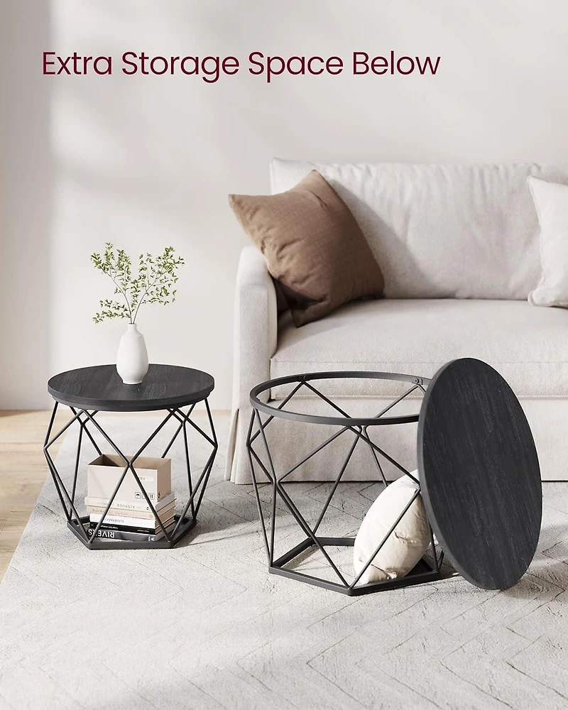 Boutique Home Tables d'appoint rondes au design géométrique moderne, ensemble de 2 tables d'appoint