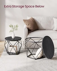 Boutique Home Tables d'appoint rondes au design géométrique moderne, ensemble de 2 tables d'appoint