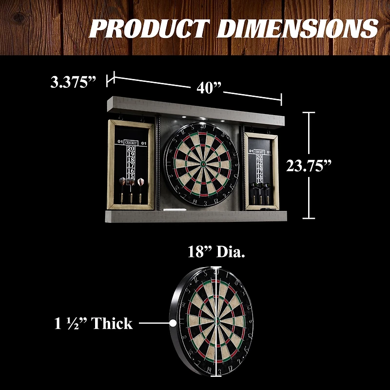 Prescott Bristle Dartboard Cabinet Set, Official Size Dart Board, by Barrington