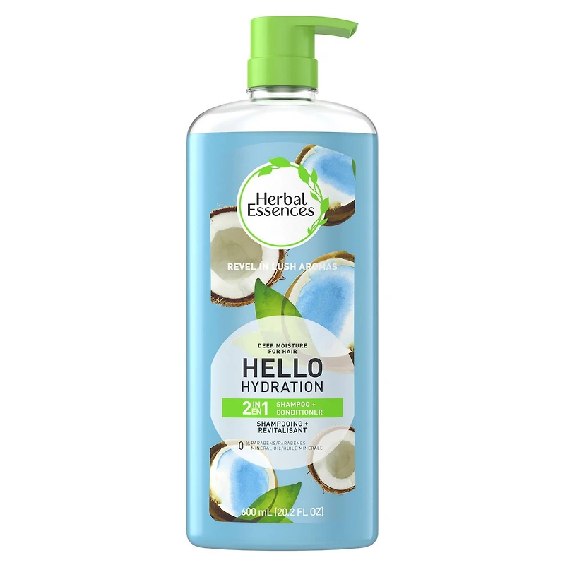 Shampooing et revitalisant 2 en 1 Herbal Essences Hello Hydration, hydratation pour les cheveux
