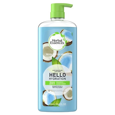 Shampooing et revitalisant 2 en 1 Herbal Essences Hello Hydration, hydratation pour les cheveux