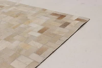 ECARPETGALLERY Tapis Fait à la Main pour Salon, Salle à Manger et Chambre à Coucher Contemporain Collection Patchwork en cuir 8'2" x 10'2" en Ivoire