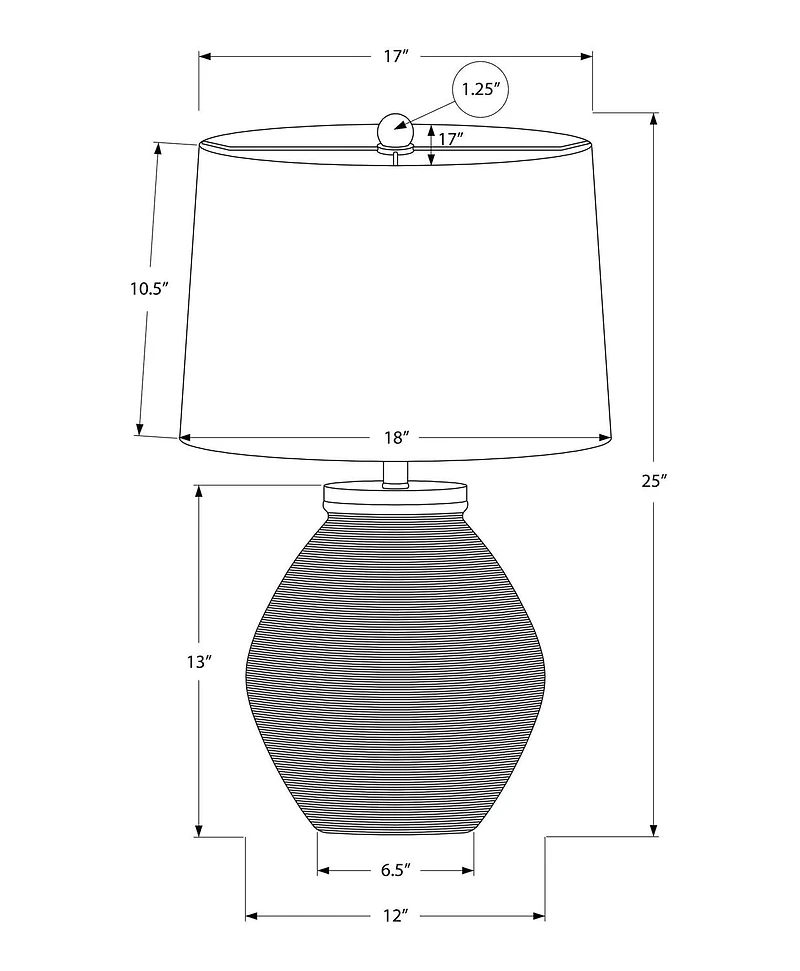 Monarch Specialties Lighting, 25"h, Table Lamp, Cream Concrete, Beige Shade, Contemporary