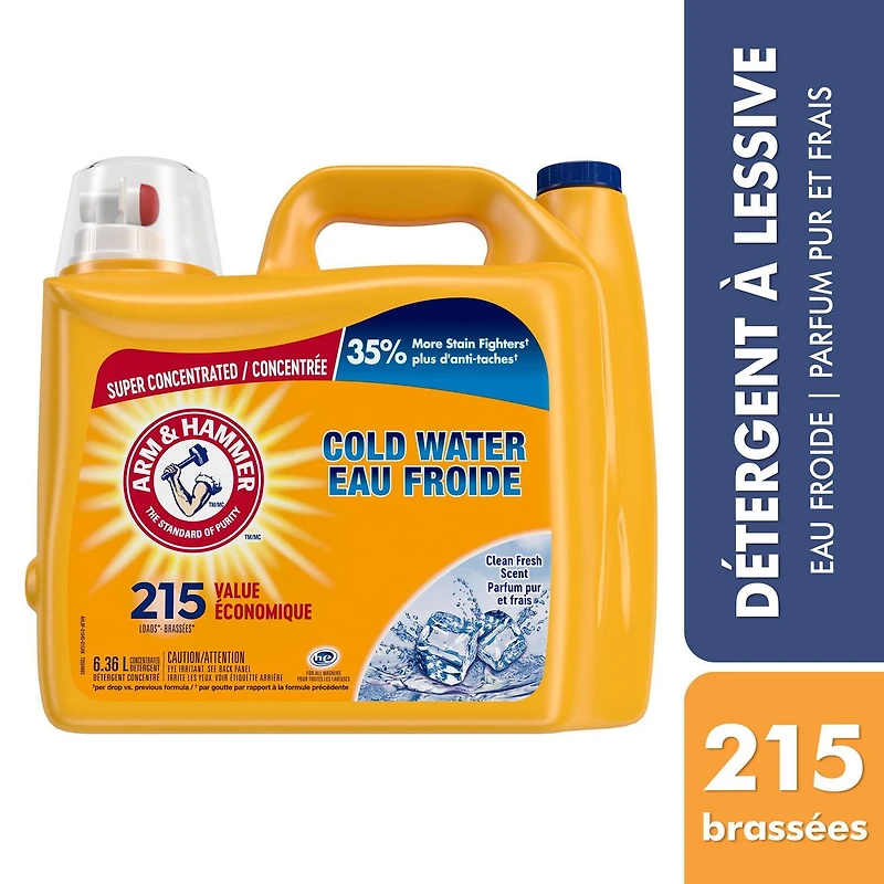Arm & Hammer Cold Water Clean Fresh Scent Liquid Laundry Detergent, 215 Loads, 6.36 L