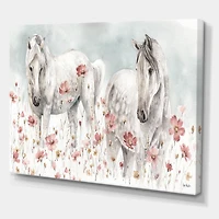 Designart aquarelles chevaux sauvages roses Art mural sur toile