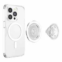 PopSockets PopGrip, Clear; For MagSafe Round with Adapter Ring., Magnetic Grip & stand. Now compatible with ALL PHONES. Easy on. Easy off. Easy charge. No adhesive required.