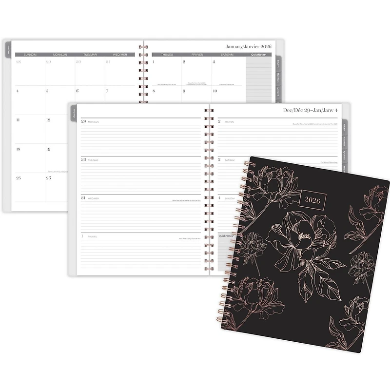 Agenda Grand CAMB pivoine or rose W/M,26 Agenda
