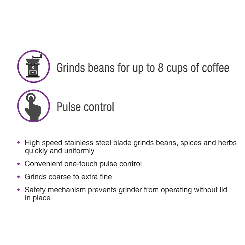 Salton Coffee, Spice & Herb Electric Grinder - White, CG1990WH