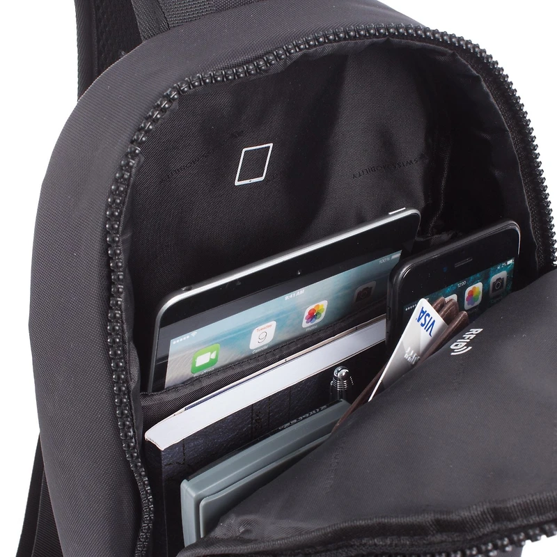 SWISS MOBILITY - STRIDE – SLING BAG FOR 14" LAPTOP WITH ADJUSTABLE SHOULDER STRAP - BLACK