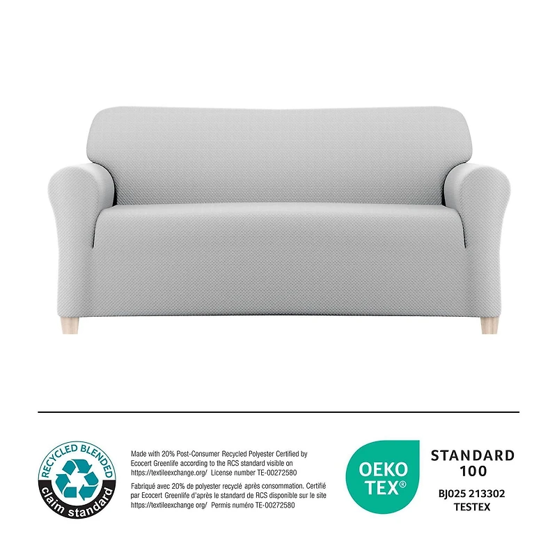 Housse de sofa extensible douce Pixel, housse de mobilier fabriquée avec 20 % de tissu recyclé, lavable à la machine couleurs assorties