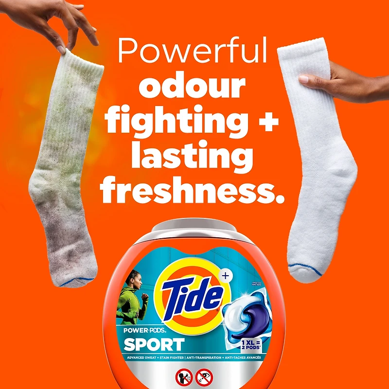 Capsules de détergent à lessive Tide Power Pods avec Febreze Sport, fraîcheur Febreze avec Sport Odor Defense 45CT