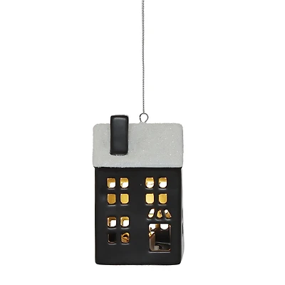 Holiday Time PL 4in LED Ceramic Black House Ornament Home Decor