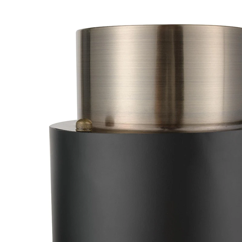 Globe Electric Stanley 1-Light Metal Semi-Flush Mount Ceiling Light, Matte Black, Antique Brass Accents, 61106