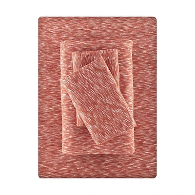 Parure de lit Mainstays en jersey extra doux pour adulte, très grand lit, craquelé Red Canyon, 4 pièces Ensemble de draps en coton Jersey