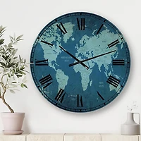 Designart 'Slate World Map II' Traditional wall clock