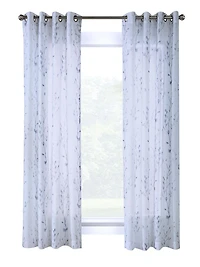 Loft Living Petra, panneau de rideau à oeillets en faux lin sem-transparent imprimé 52" x 84", blanc