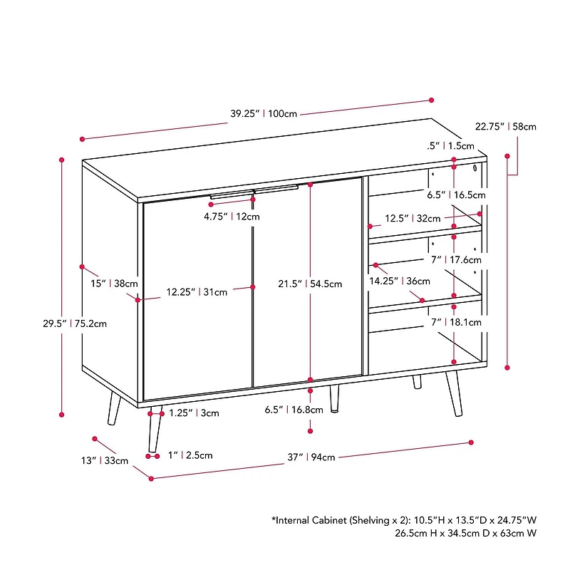 Himari 39"L x 30"H Multifunctional Sideboard Buffet