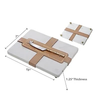 White Marble Rectangle Cheese Board & Spreader
