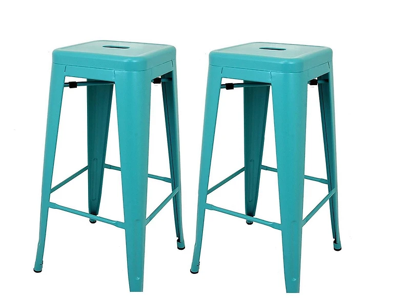 Tabouret Tolix turquoise, structure en métal massif, comptoir (24 '' - 27 ''), chaise tabouret Idéal pour comptoir d'îlot de cuisine. set2