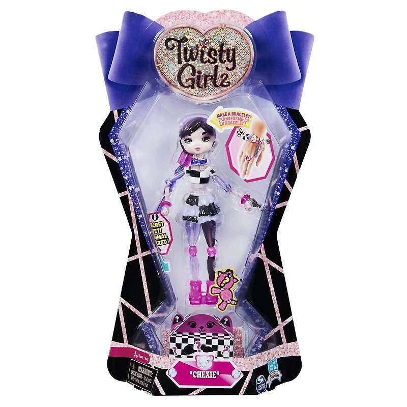 Twisty Girlz, Série 2, Poupée à transformer en bracelet à collectionner Chexie avec Twisty Petz mystère