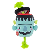 Vibrant Life, Halloween 10.5 in Plush Dog Toy with Squeaker with Pull Rope, Blue Frankenstein