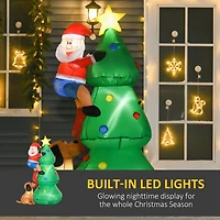 HOMCOM Arbre de Noël gonflable de 1,8 m, éclairé par LED avec chien du Père Noël pour la maison, l'intérieur, l'extérieur, le jardin, la pelouse, la décoration de fête