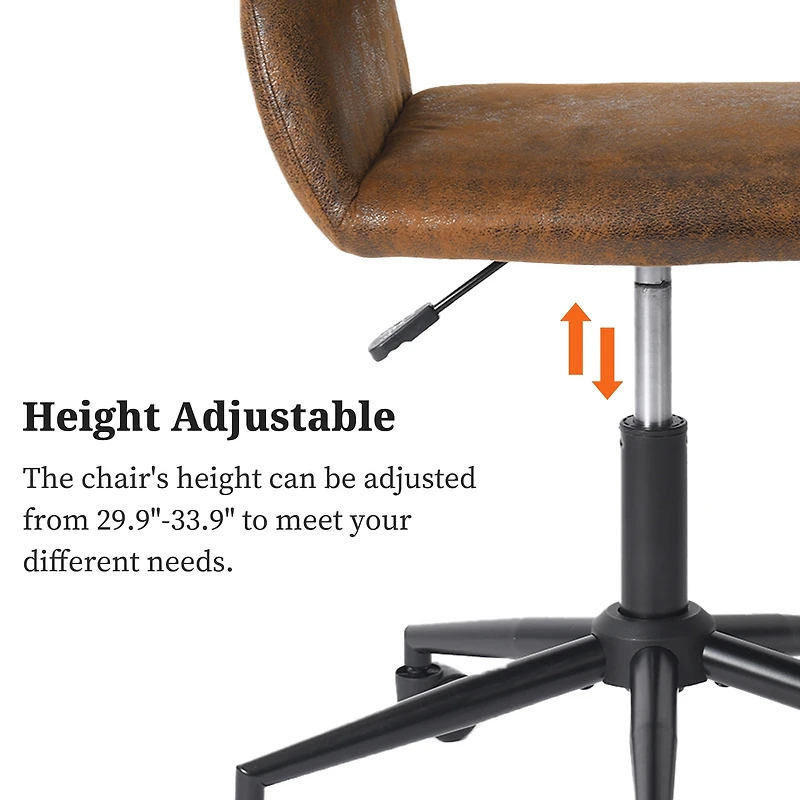 Chaise de jeu ergonomique Homy Casa - Chaise de bureau pivotante et réglable avec accoudoirs, idéale pour la salle de jeux, similicuir brun