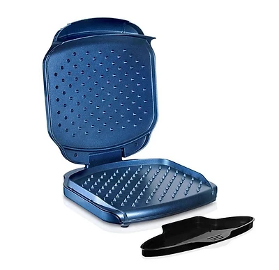 Gril Électrique d’Intérieur Granitestone Diamond Infusé à Pointes, Ultra-Durable et Antiadhésif, Cuisson Rapide avec Pointes Chauffantes, Bleu Classique