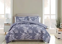 Marina Décoration Parure de lit luxueuse ultra douce en duvet d'oie moelleux avec housse de couette richement imprimée, comprenant un ensemble de draps, motif de fleurs romantiques à l'encre délavée