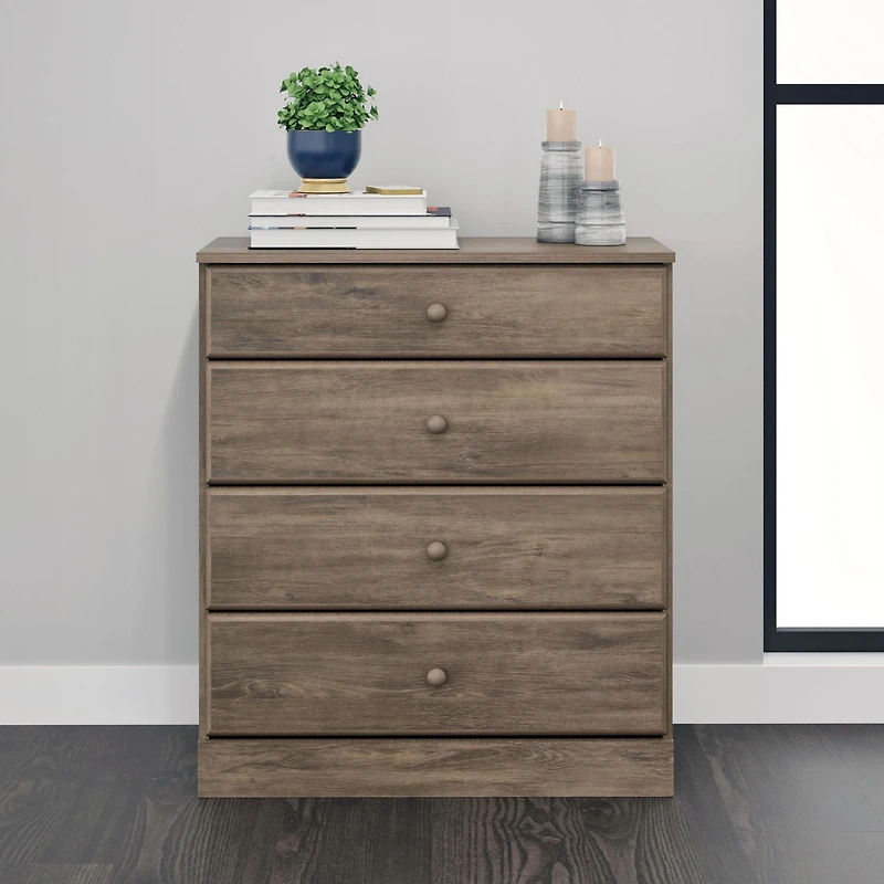 Prepac Astrid 4-Drawer Chest, Drifted Gray