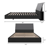 Nexera Corbo Platform Bed and Headboard, Black