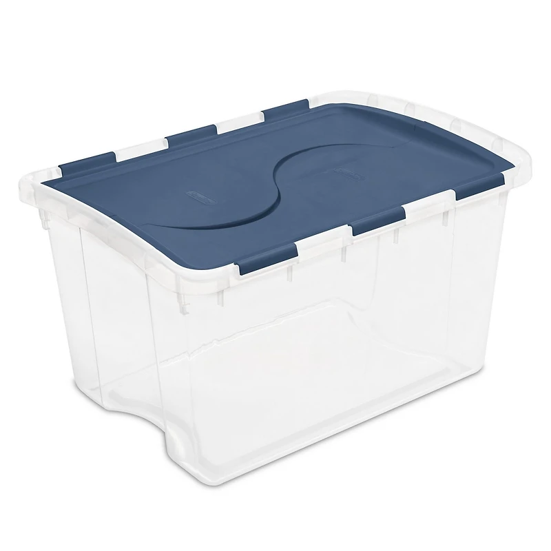Sterilite Boîte de Rangement 45L avec Couvercle à Charnière - Bleu
