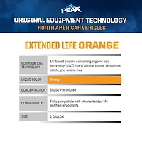 PEAK® OET Vie Prolongée Orange 50/50 Pre-Diluted  Anrtigel/ Liquide de refroidissement pour Véhicules Nord-Américains, 3.78 Liters: PEAK OET AFC 50/50 N.A. Orange