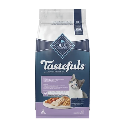 Nourriture sèche naturelle pour chatons Blue Buffalo Tastefuls, recette au poulet et riz brun 0,9kg